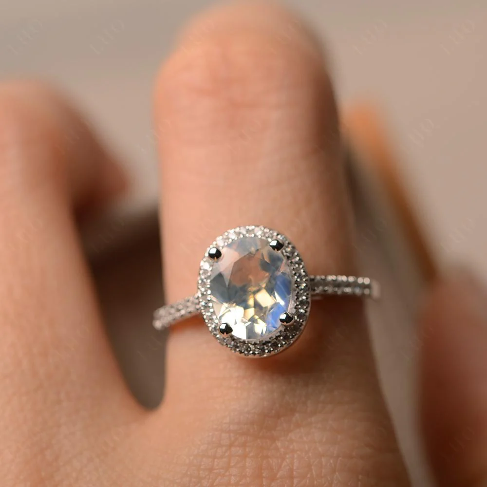 Oval Moonstone Halo Ring - Image 32