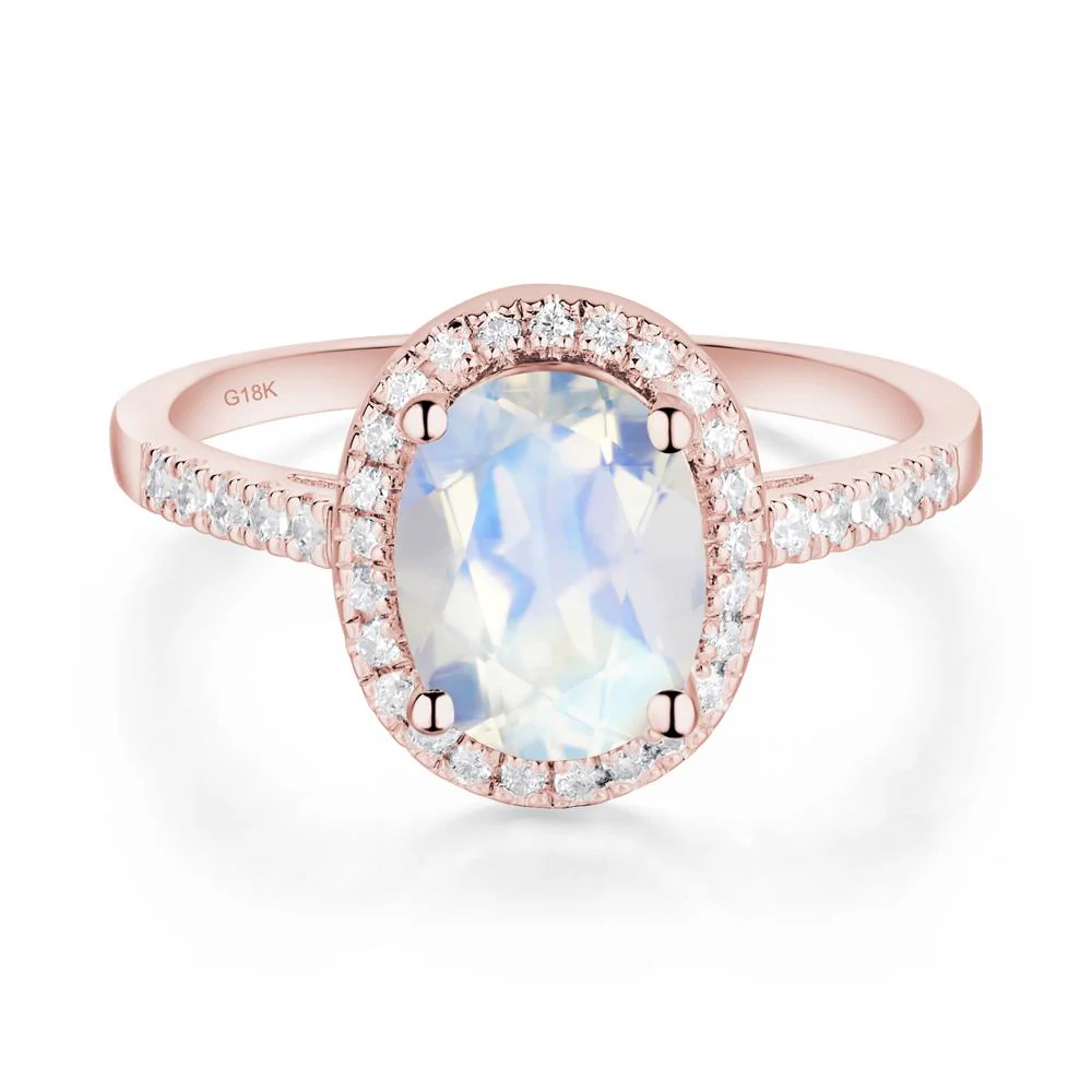 Oval Moonstone Halo Ring - Image 9