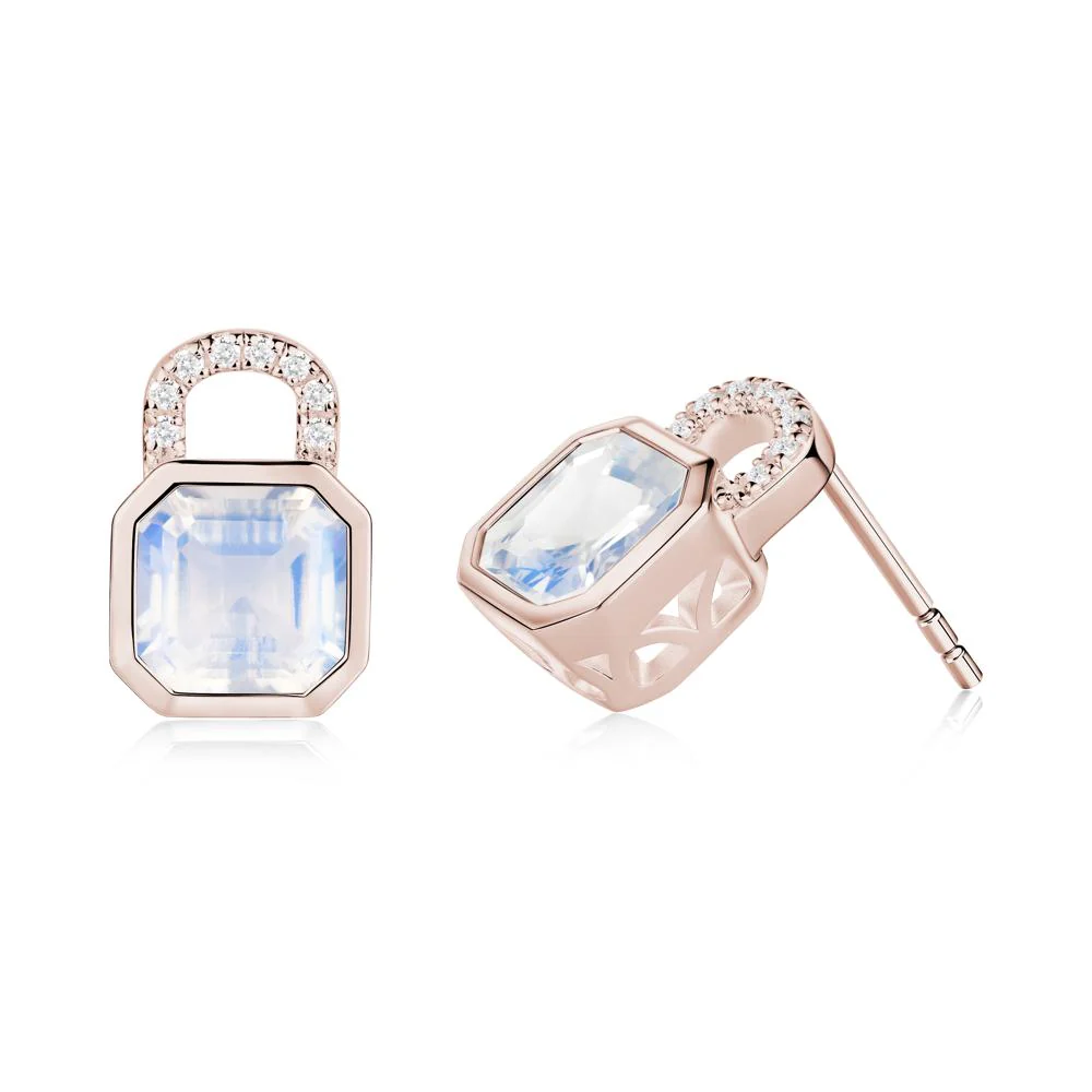 Moonstone Lock Stud Earrings