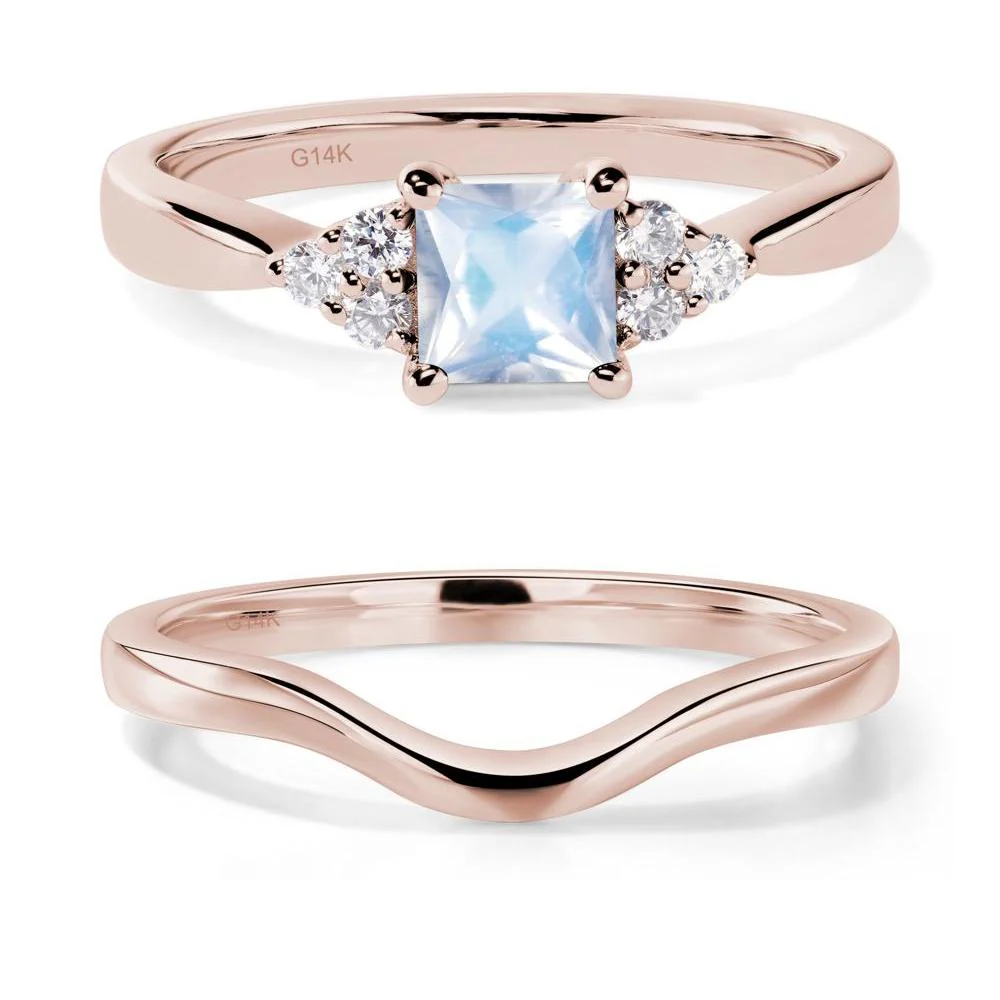 Princess Cut Moonstone Petite Ring - Image 11