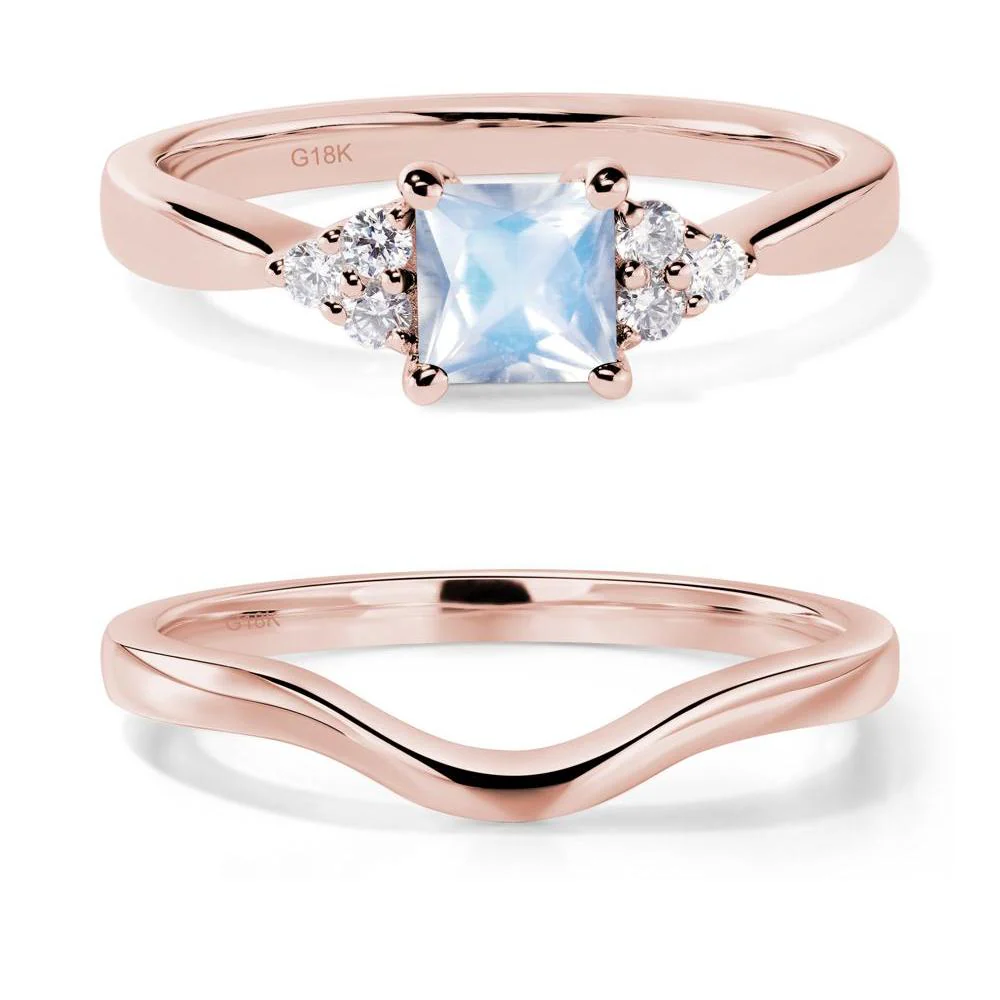 Princess Cut Moonstone Petite Ring - Image 17