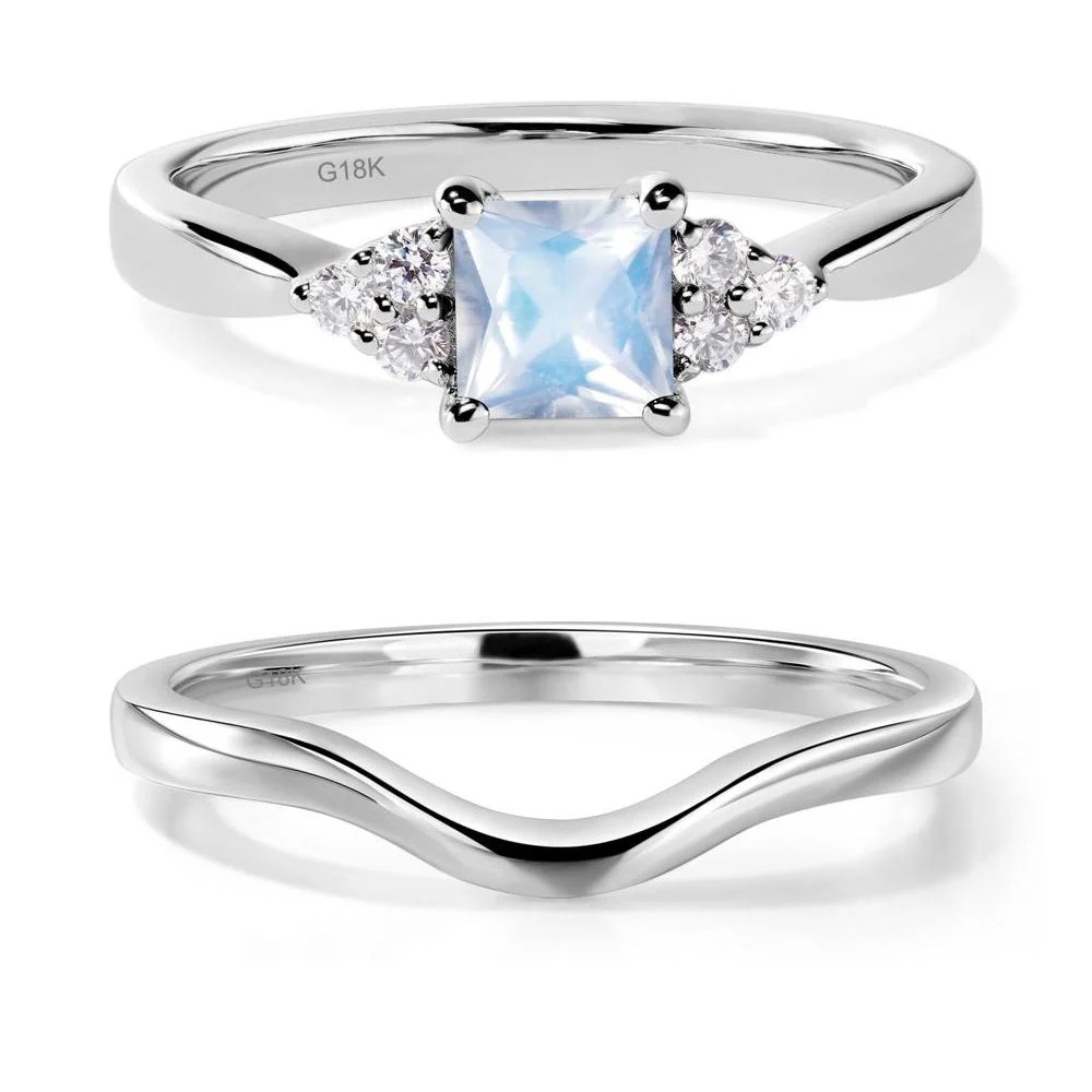 Princess Cut Moonstone Petite Ring - Image 19