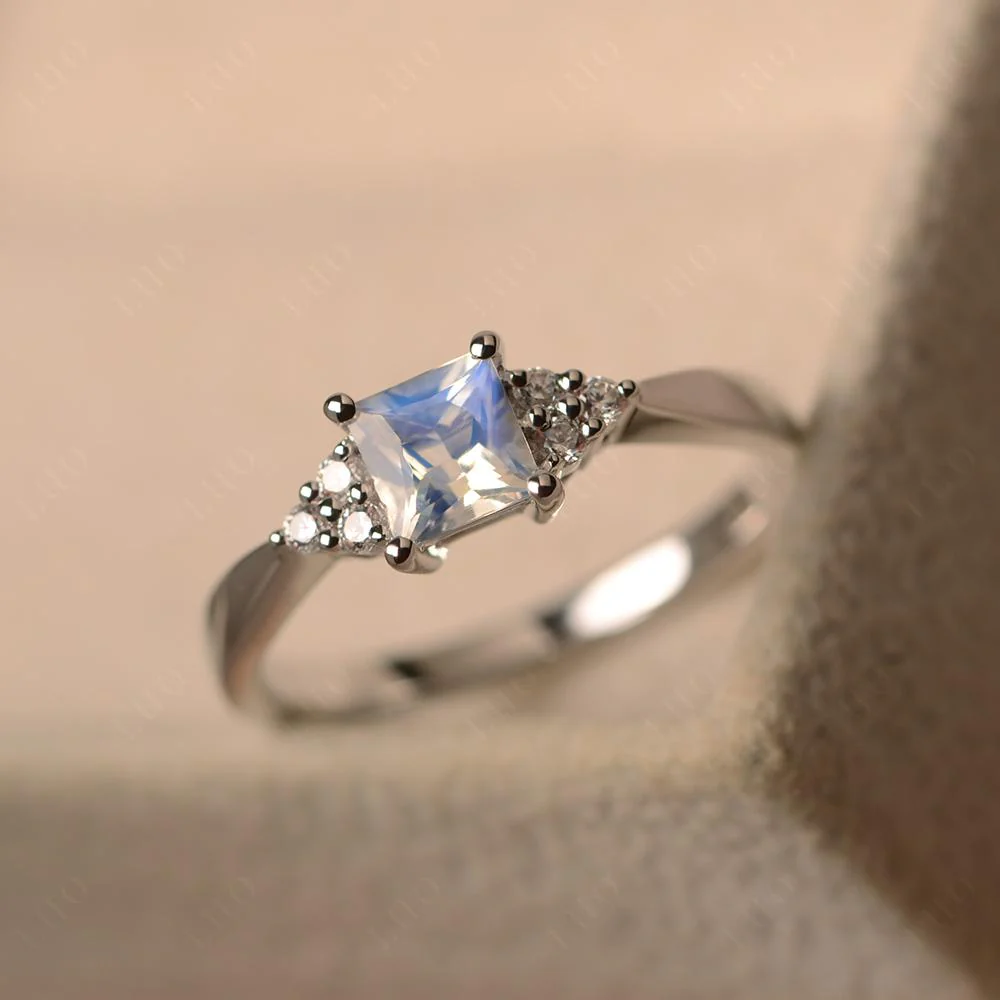 Princess Cut Moonstone Petite Ring - Image 29