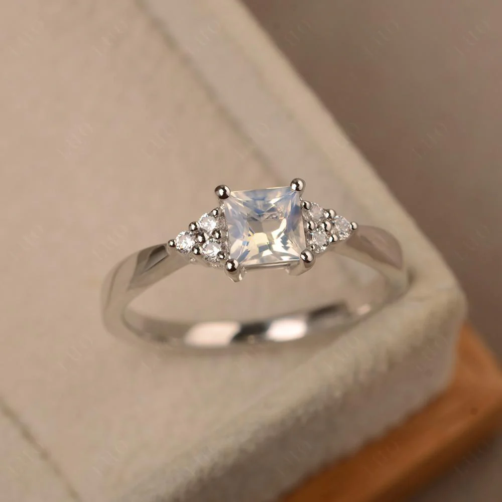 Princess Cut Moonstone Petite Ring - Image 30