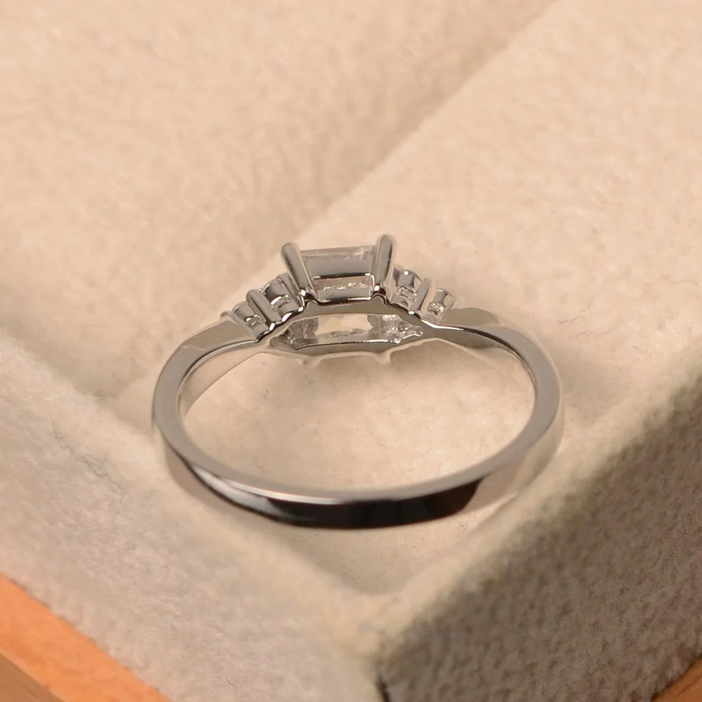 Princess Cut Moonstone Petite Ring - Image 31
