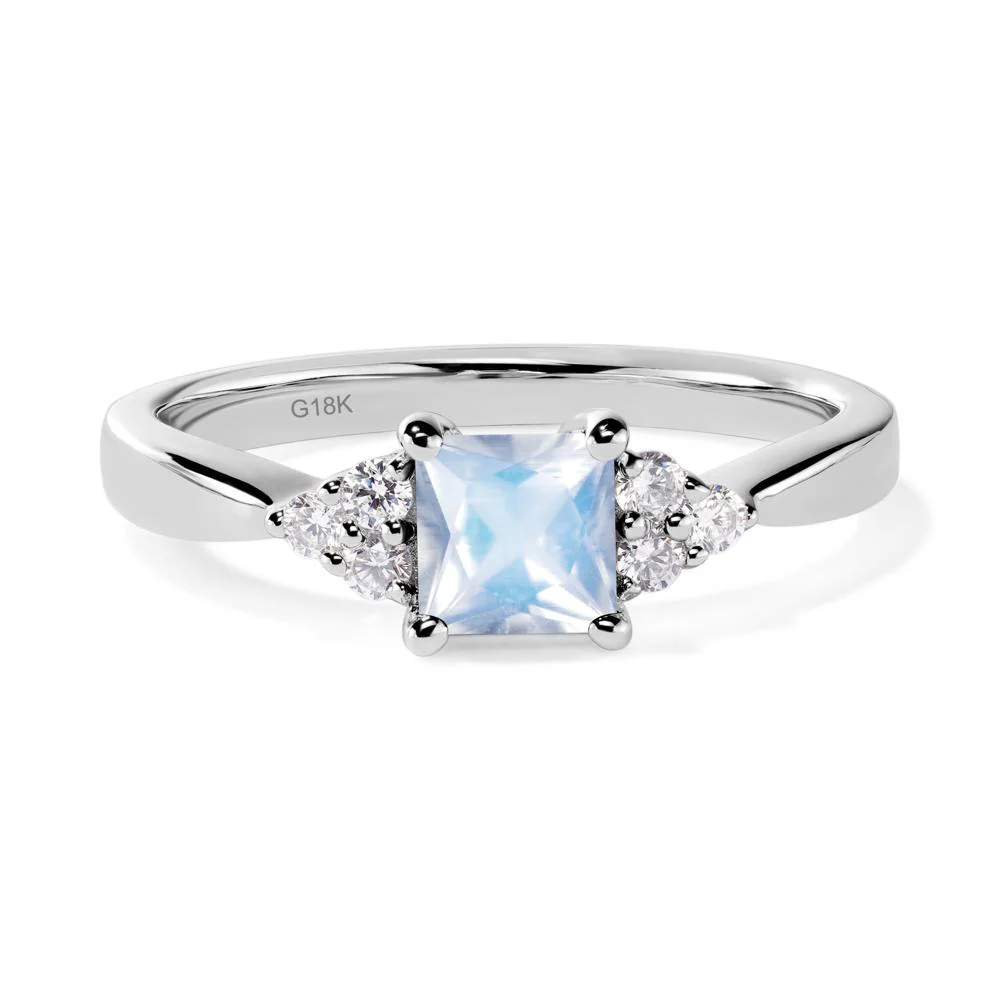 Princess Cut Moonstone Petite Ring - Image 6