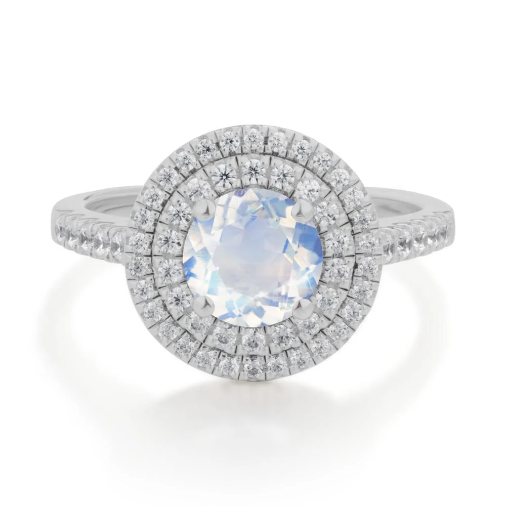 Moonstone Ring Double Halo - Image 2