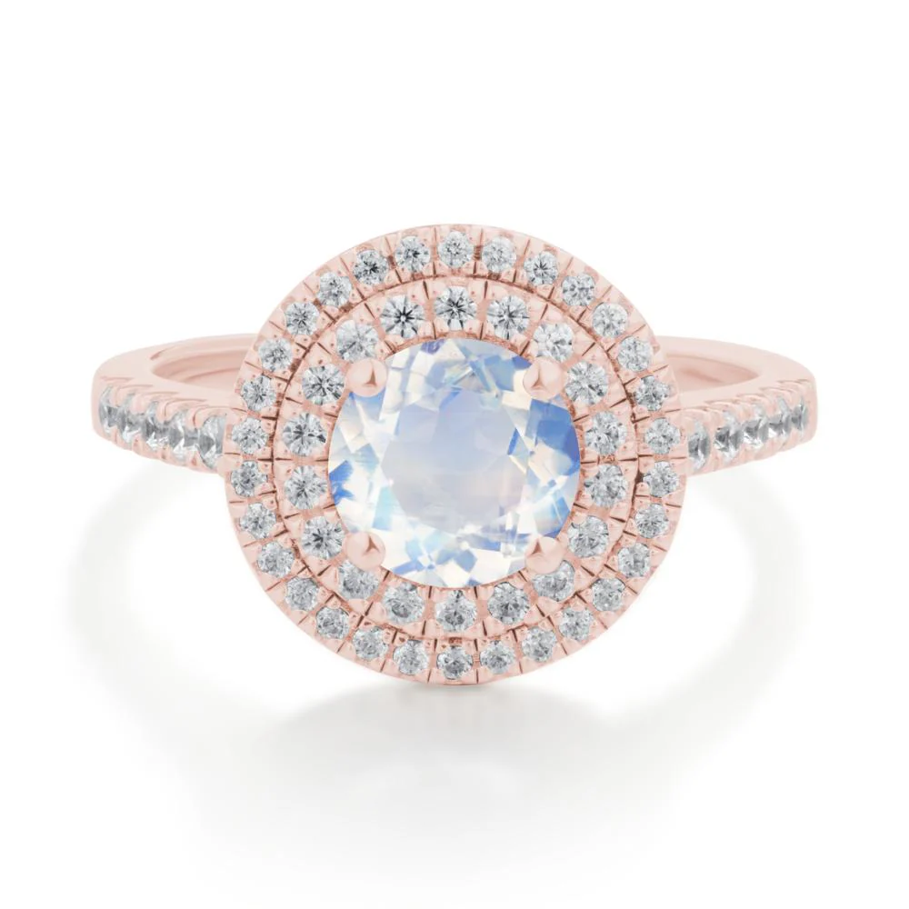 Moonstone Ring Double Halo - Image 5