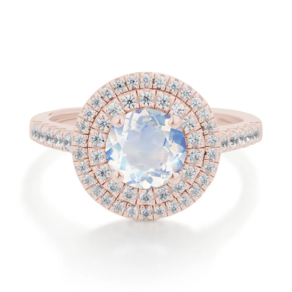 Moonstone Ring Double Halo - Image 7