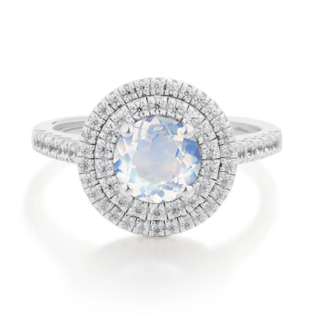 Moonstone Ring Double Halo - Image 9