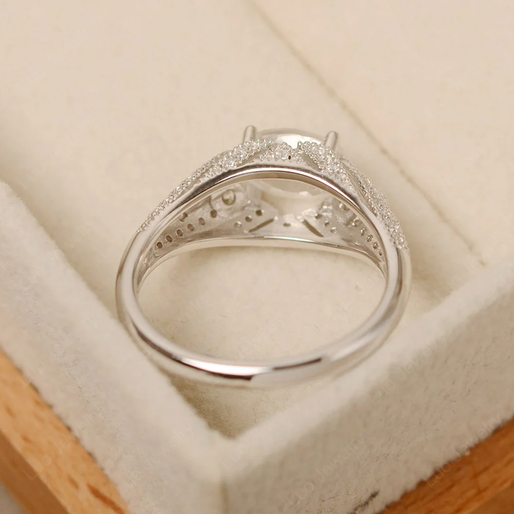 Vintage Horizontal Oval Cut Moonstone Ring - Image 4