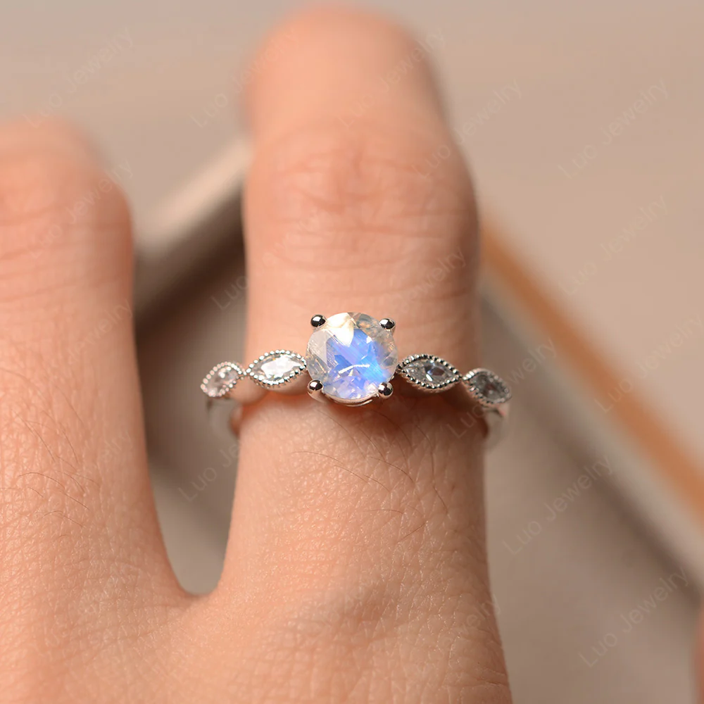 Moonstone Milgrain Vintage Inspired Ring - Image 4