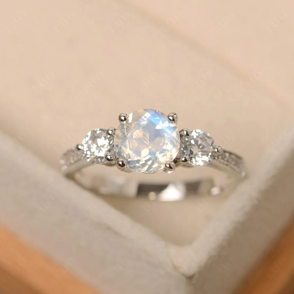 Moonstone 3 Stone Engagement Ring - Image 11