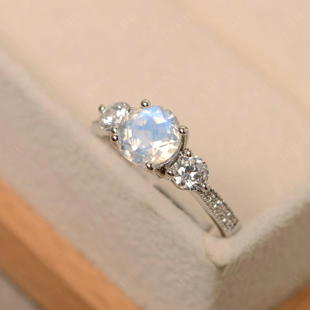 Moonstone 3 Stone Engagement Ring - Image 12