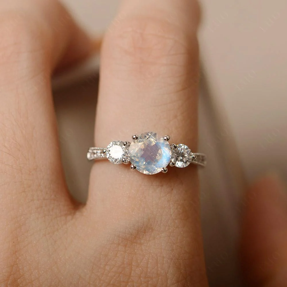 Moonstone 3 Stone Engagement Ring - Image 14