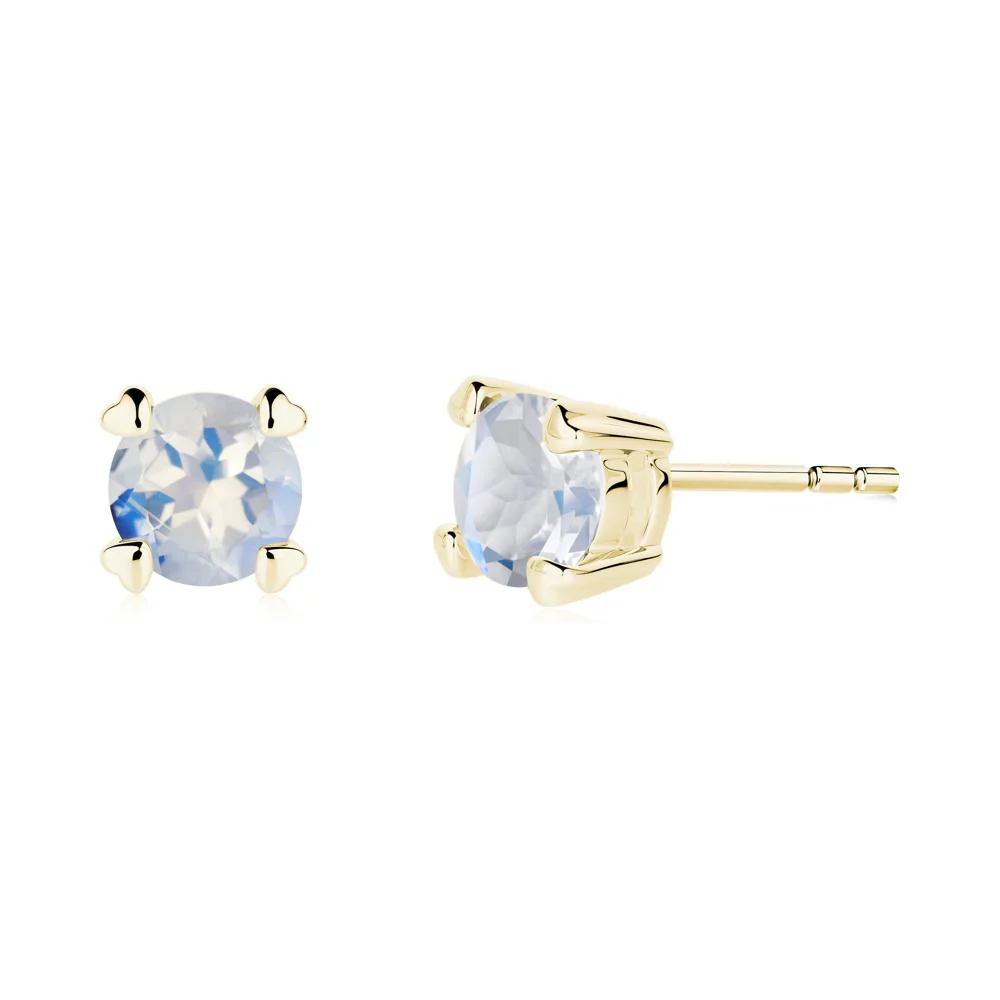 Moonstone Stud Earrings with Heart Prongs - Image 3