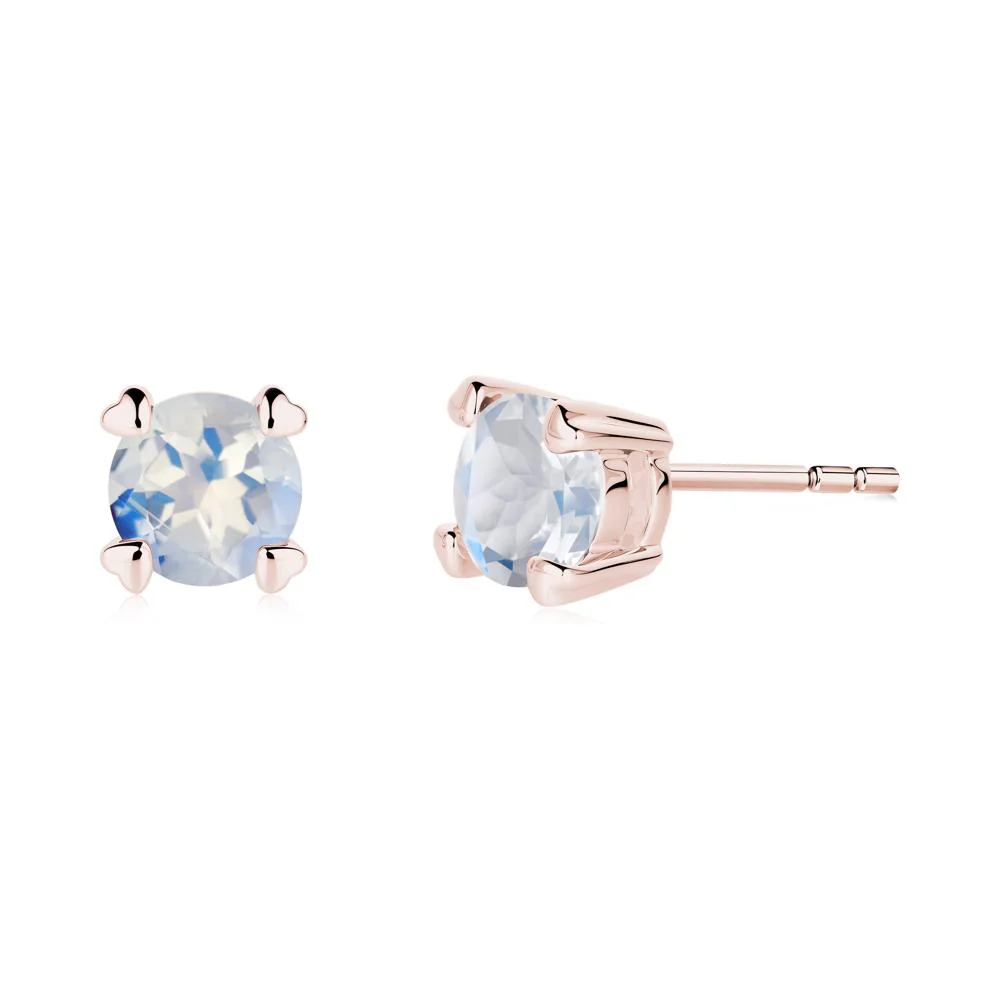 Moonstone Stud Earrings with Heart Prongs - Image 8
