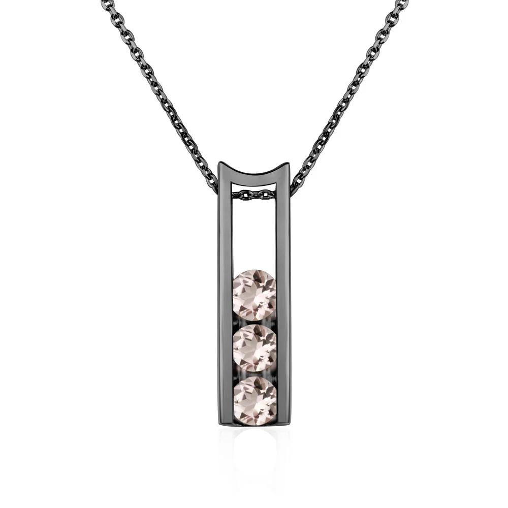 Morganite 3 Stones Mothers Necklace - Image 3