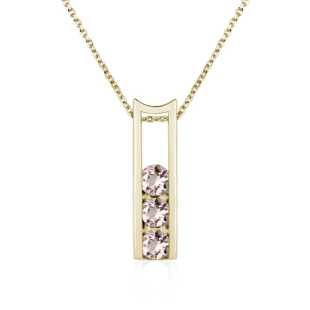 Morganite 3 Stones Mothers Necklace - Image 5