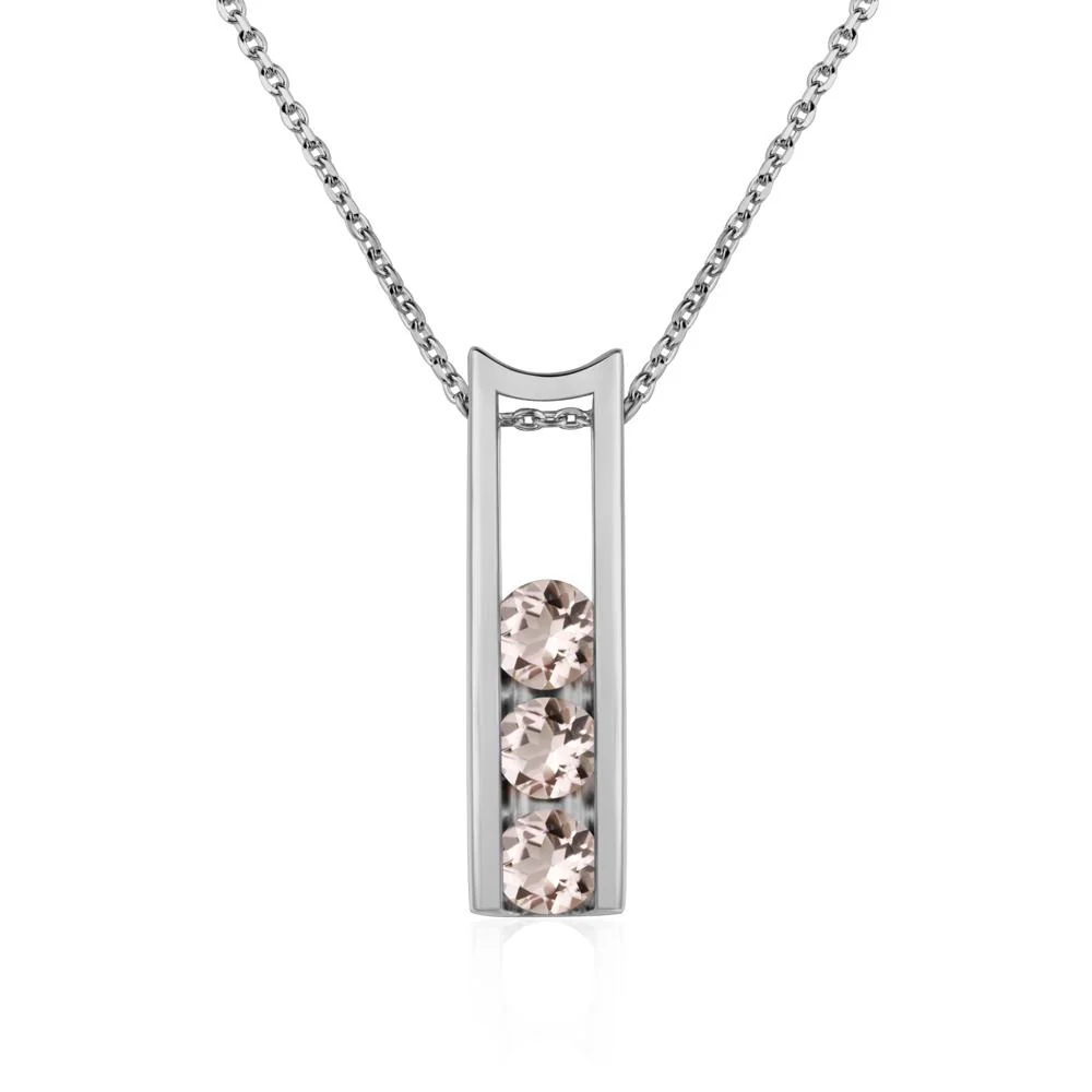 Morganite 3 Stones Mothers Necklace - Image 6