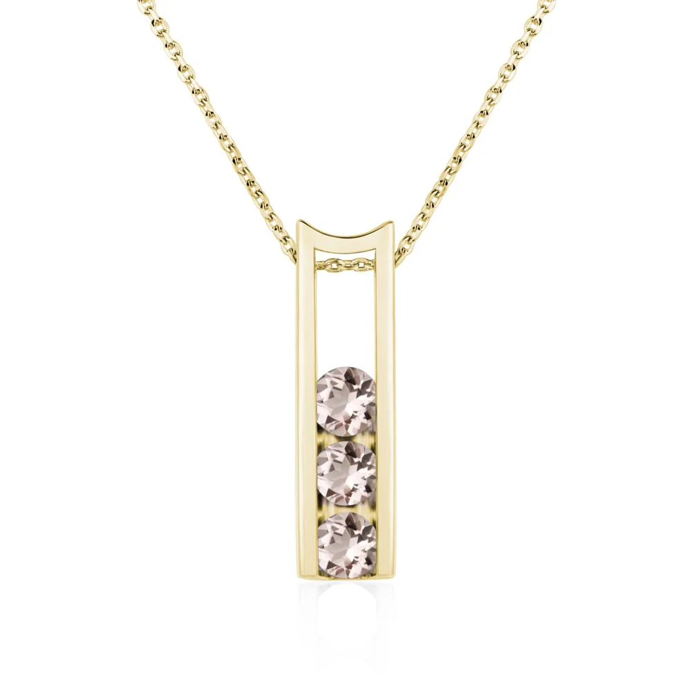 Morganite 3 Stones Mothers Necklace - Image 8