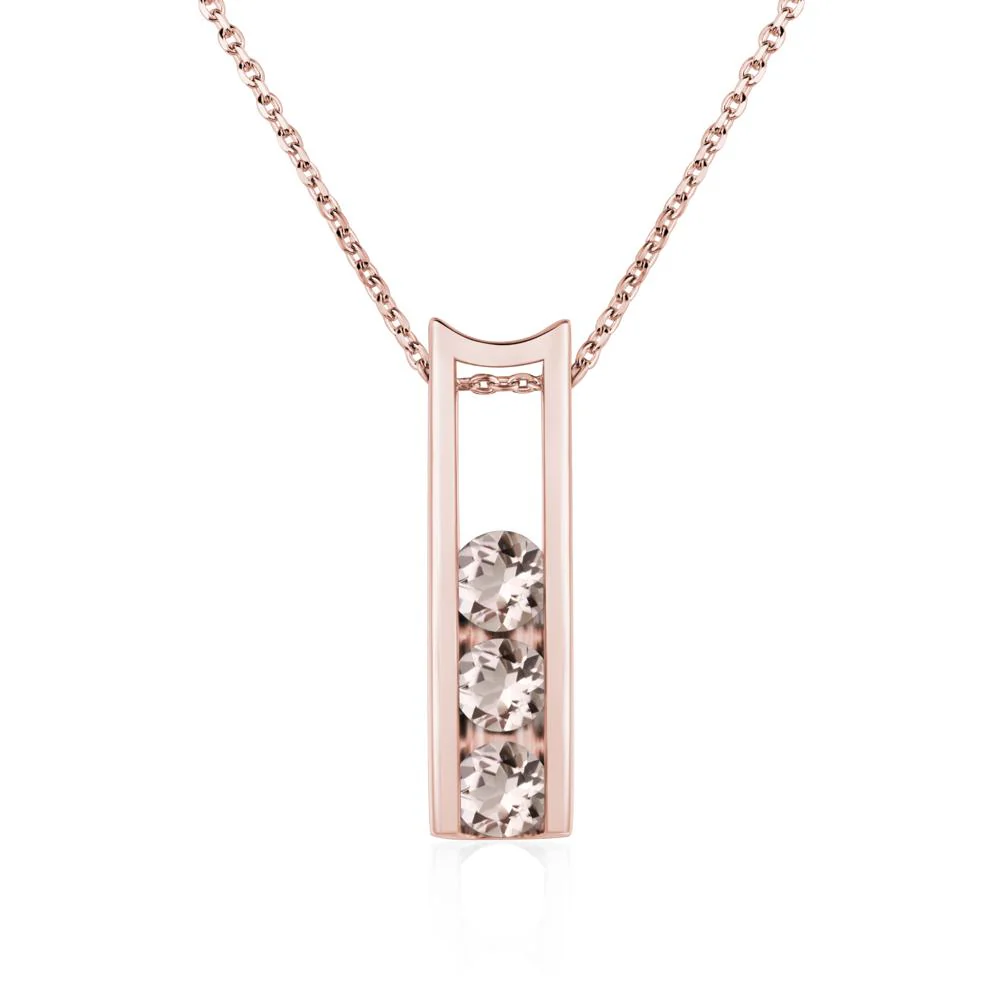 Morganite 3 Stones Mothers Necklace - Image 9
