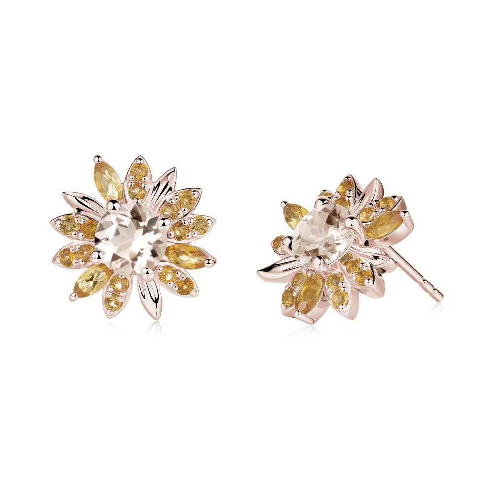 Morganite and Citrine Sunflower Pendant Earrings - Image 6