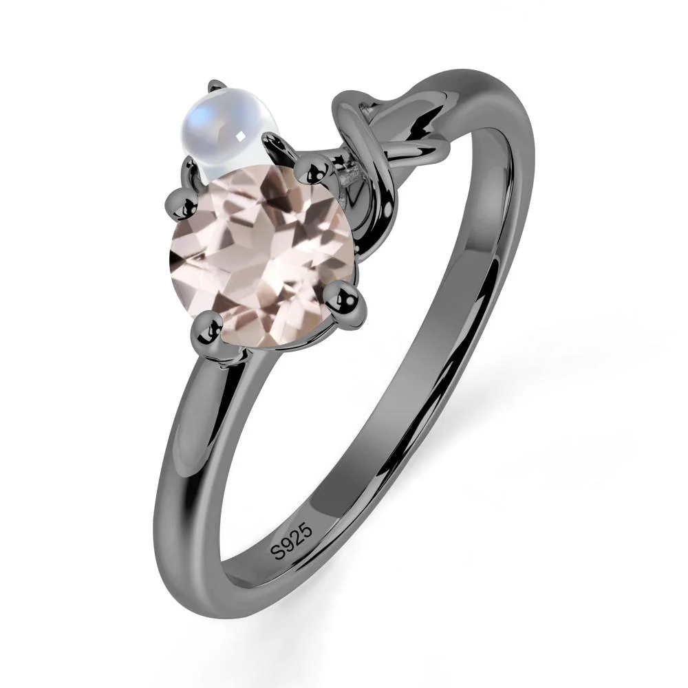 Morganite and Moonstone Infinity Knot Ring - Image 2