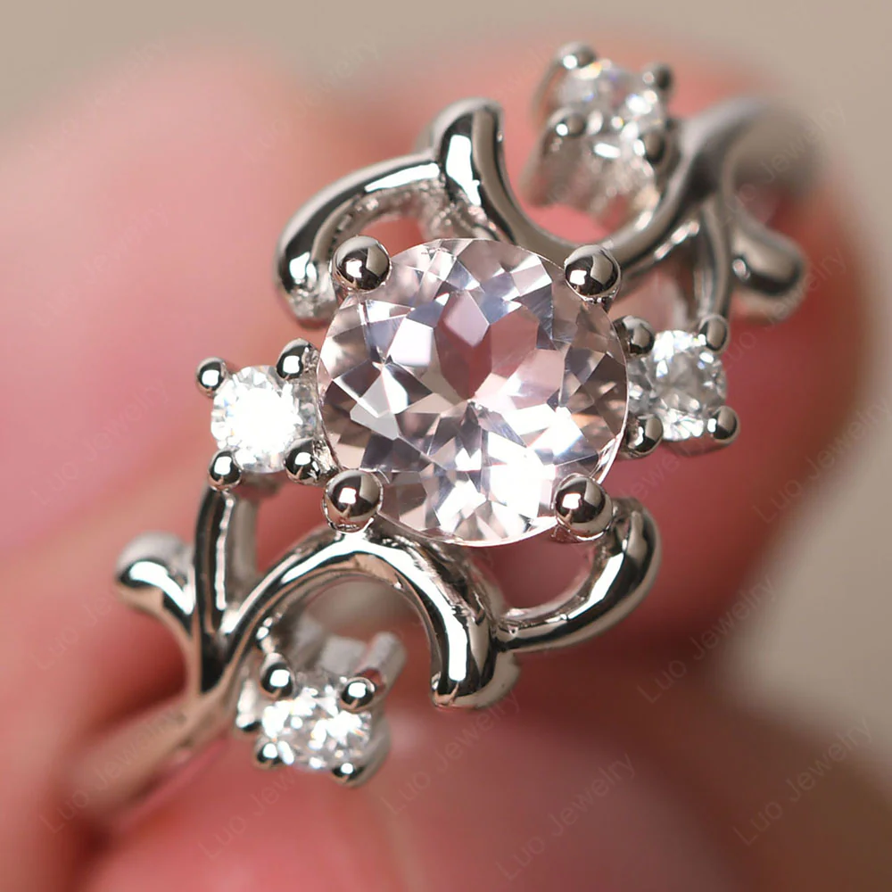 Morganite Intricate Engagement Ring - Image 2