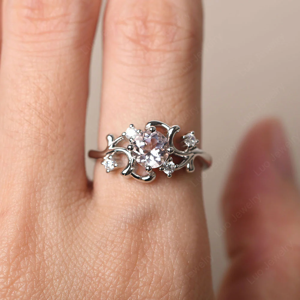 Morganite Intricate Engagement Ring - Image 5