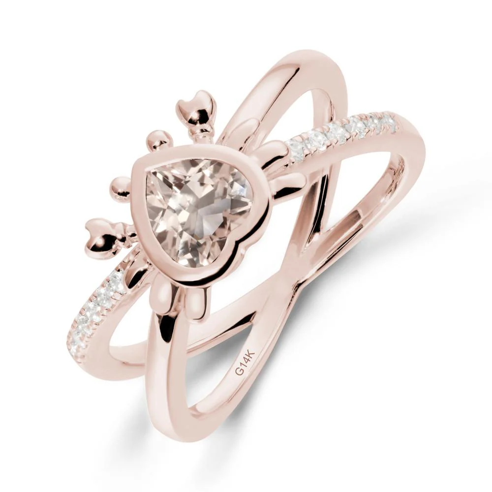 Morganite Criss Cross Double Band Crab Ring - Image 2