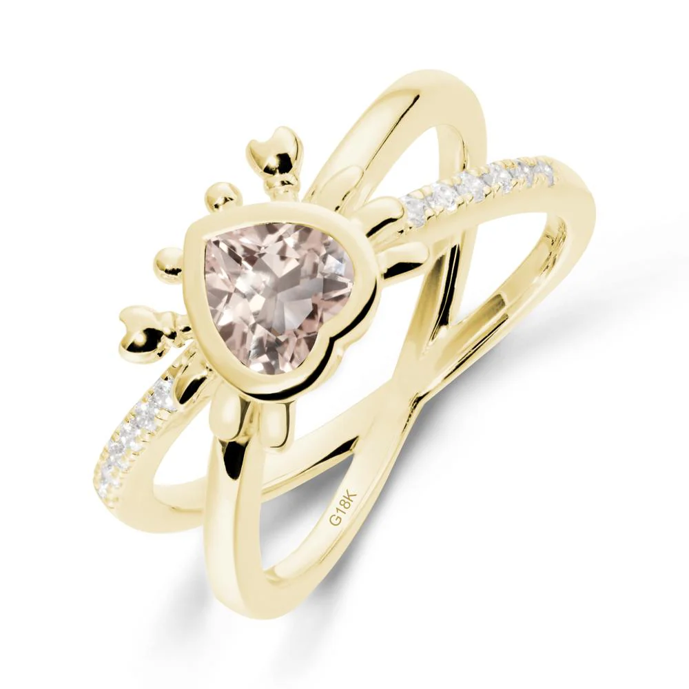Morganite Criss Cross Double Band Crab Ring - Image 7
