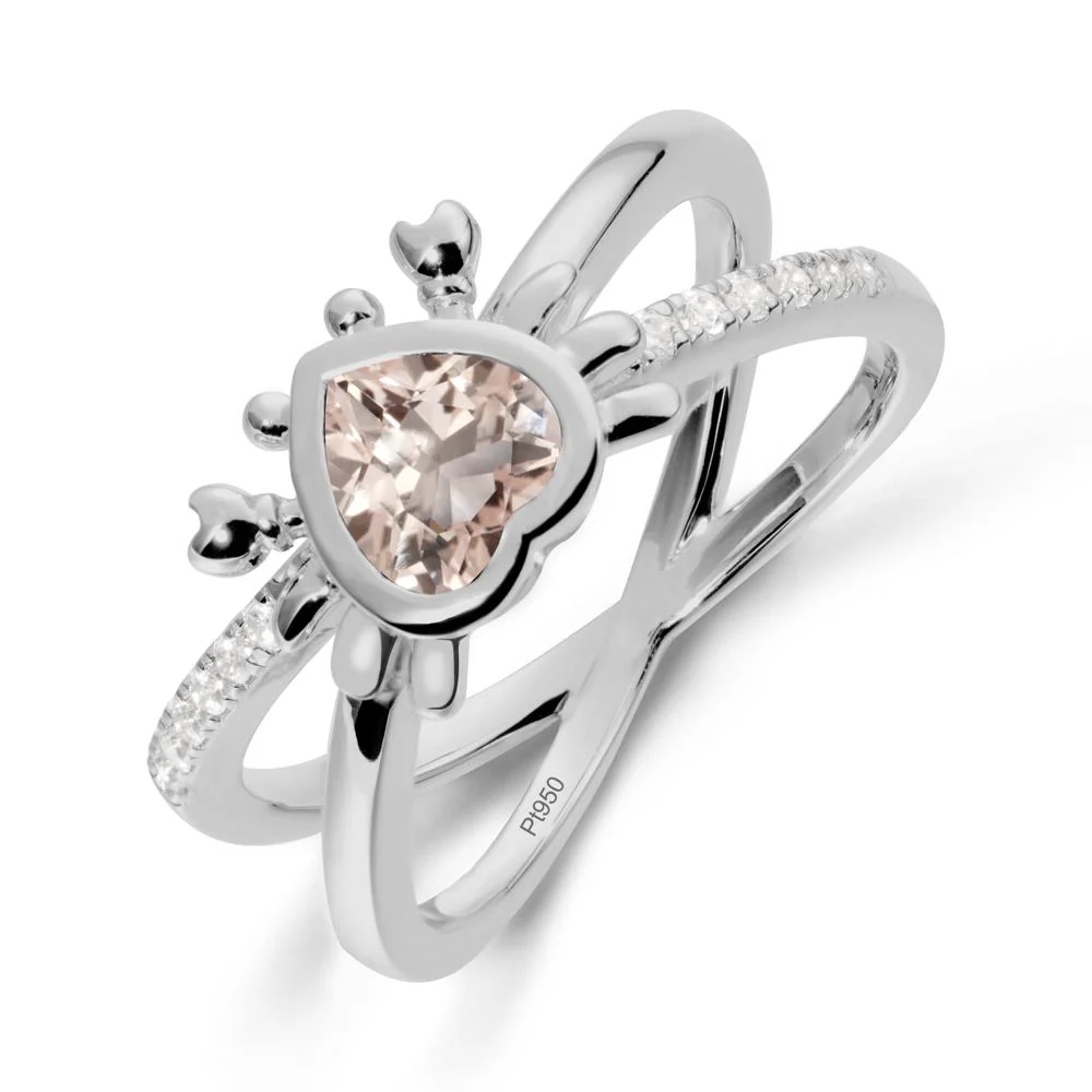 Morganite Criss Cross Double Band Crab Ring - Image 9