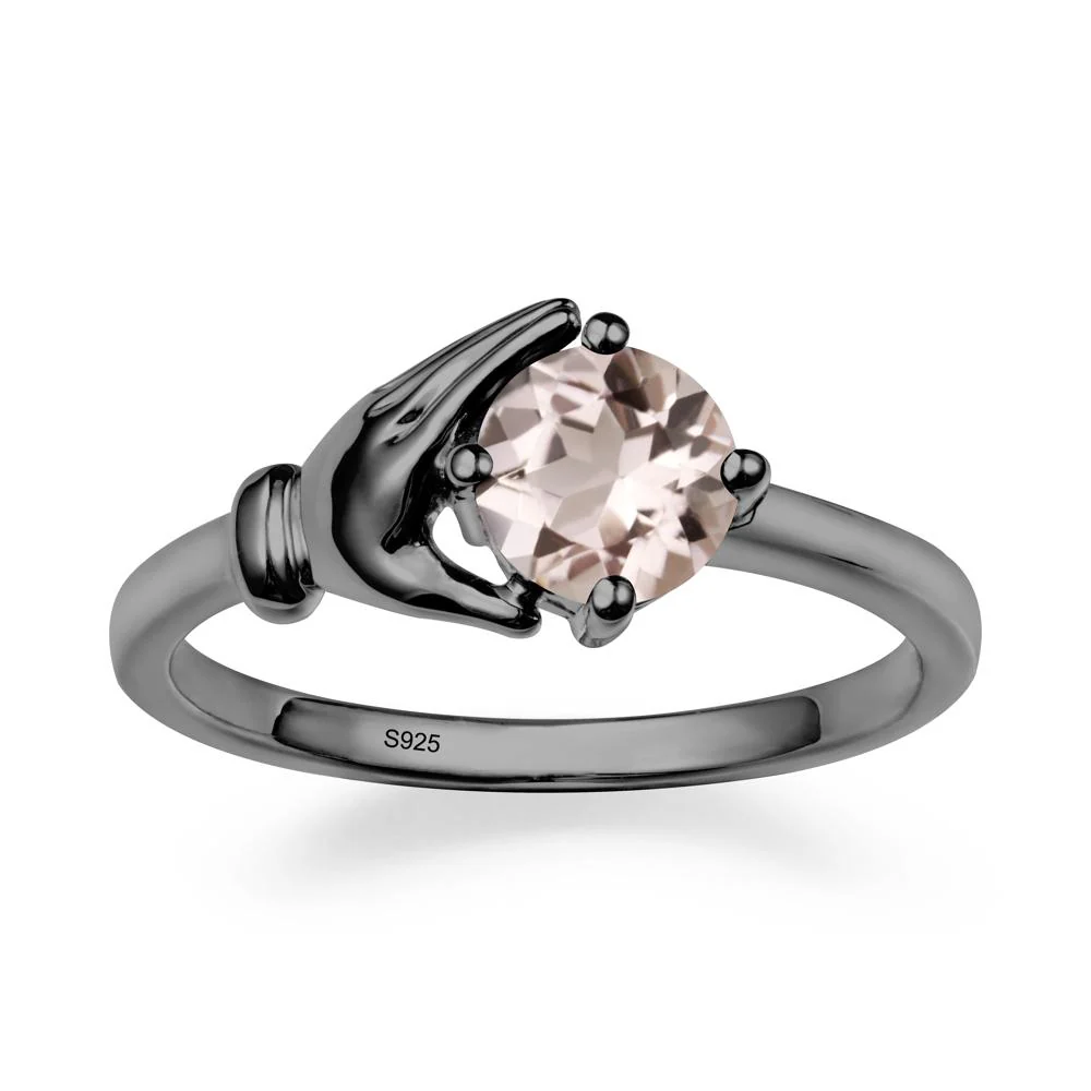 Morganite Cupping Hand Ring In 14K Gold - Image 7