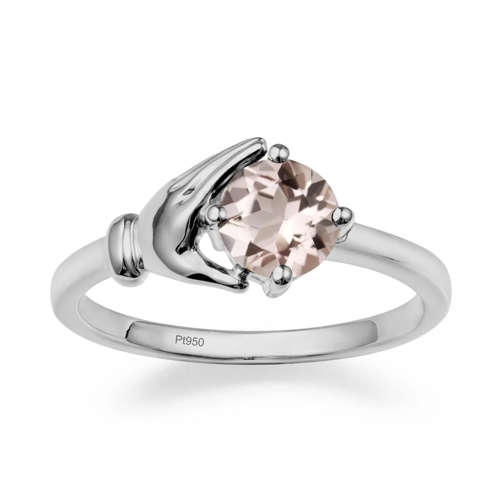 Morganite Cupping Hand Ring In 14K Gold - Image 8