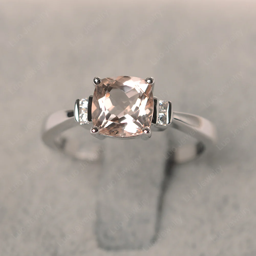Morganite Cushion Cut Engagement Ring