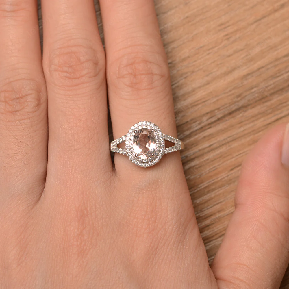 Morganite Double Halo Ring - Image 4