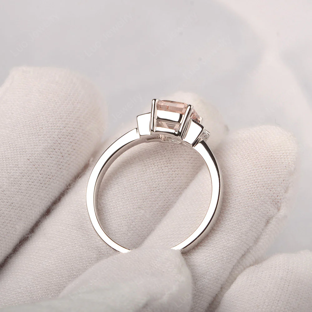 Unique Asscher Cut Morganite Ring - Image 3