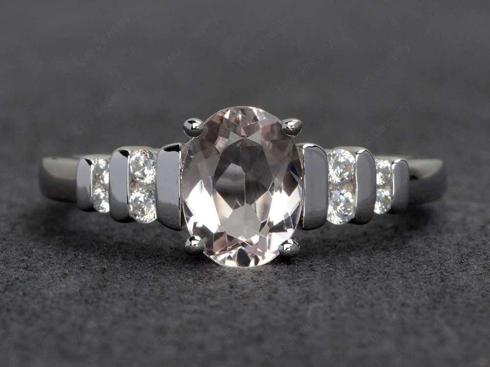 Oval Cut Simple Morganite Promise Ring