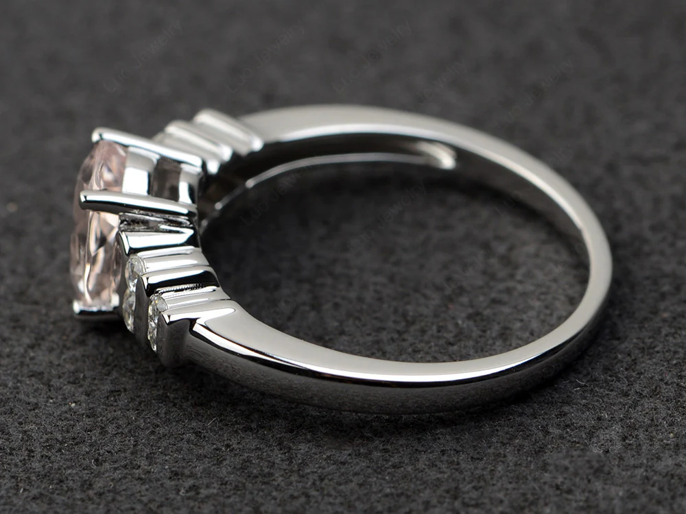 Oval Cut Simple Morganite Promise Ring - Image 2