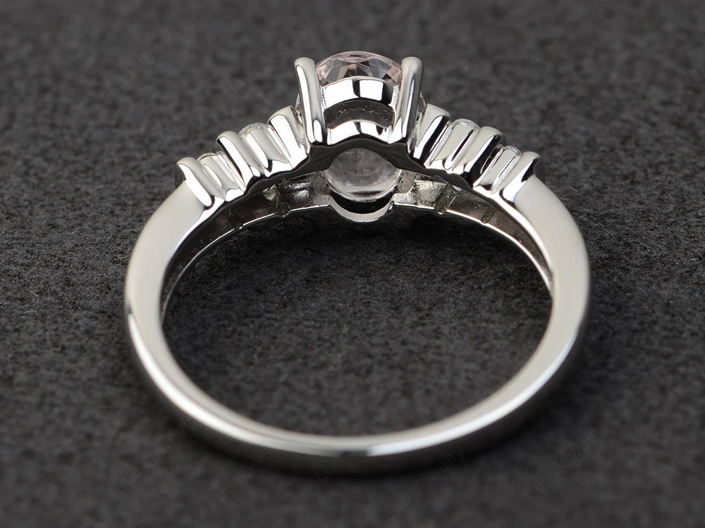 Oval Cut Simple Morganite Promise Ring - Image 3