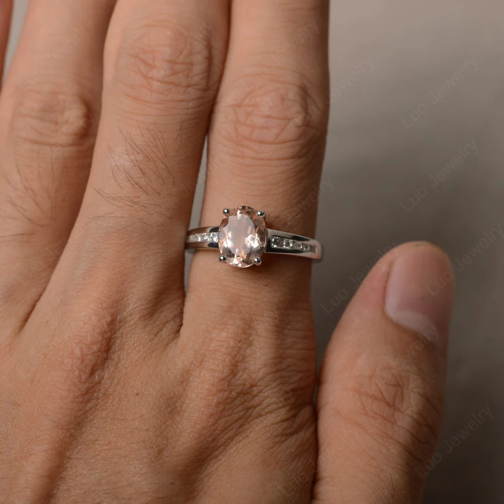 Classic Oval Morganite Engagement Ring - Image 4
