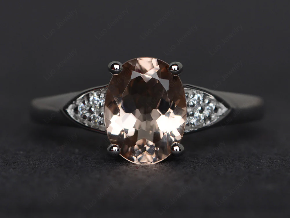 Simple Oval Cut Morganite Engagement Ring