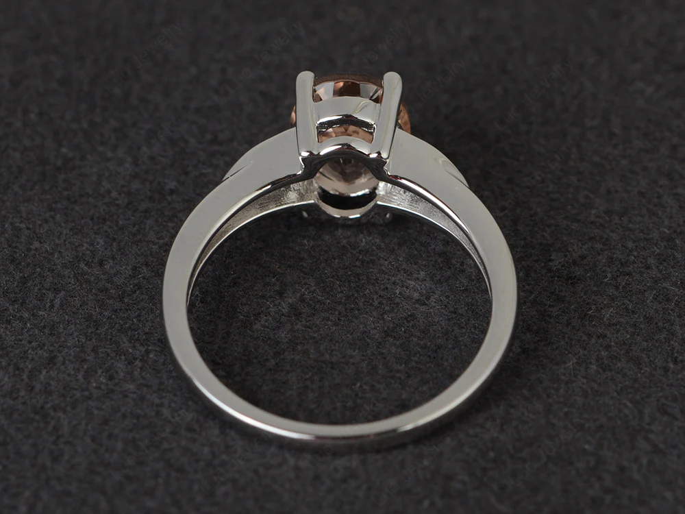 Simple Oval Cut Morganite Engagement Ring - Image 3