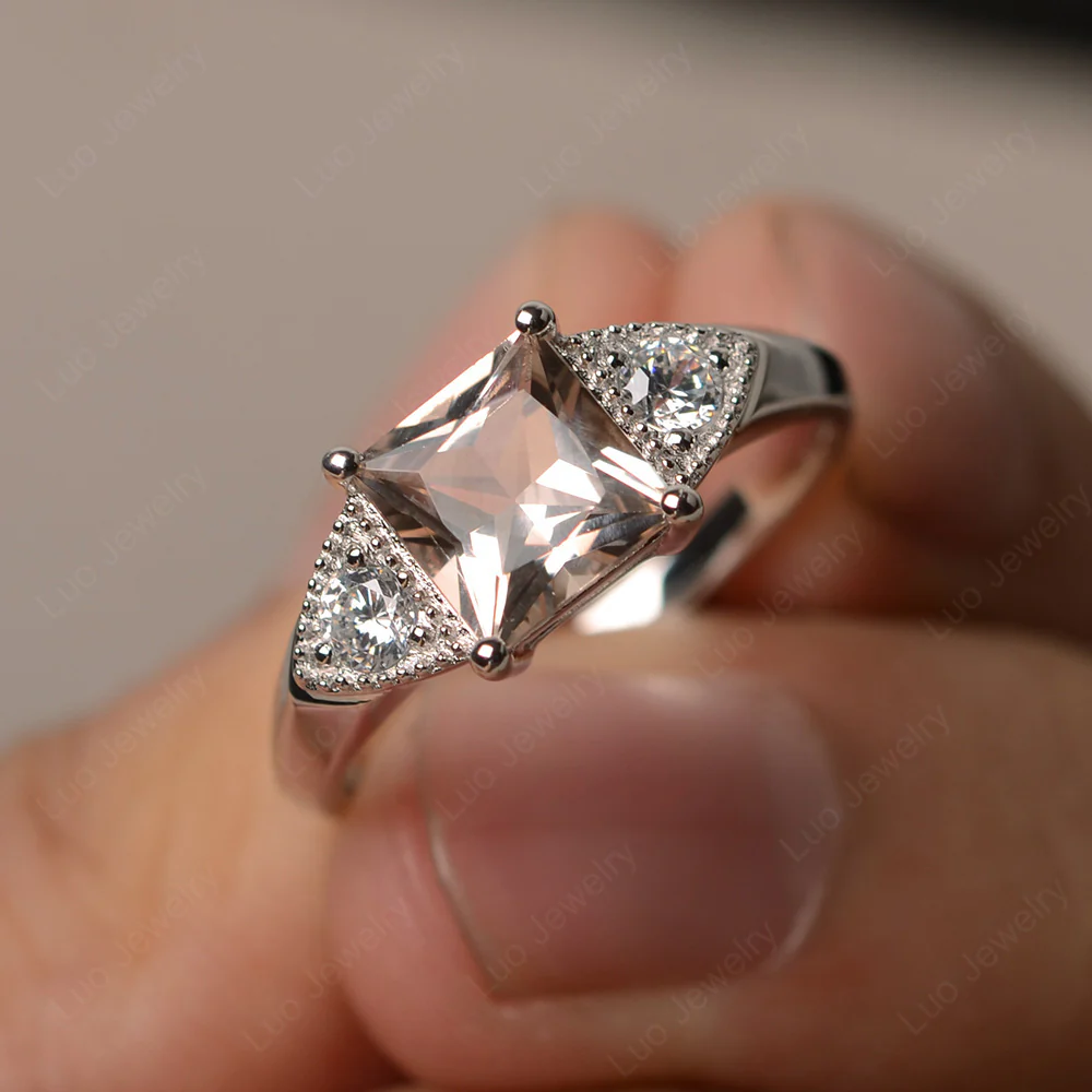 Morganite Engagement Ring Princess Cut - Image 2
