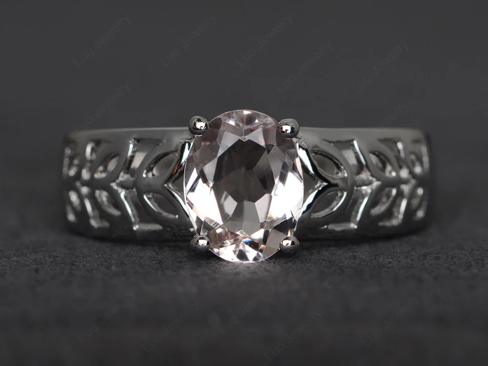 Morganite Engagement Ring Wide Band