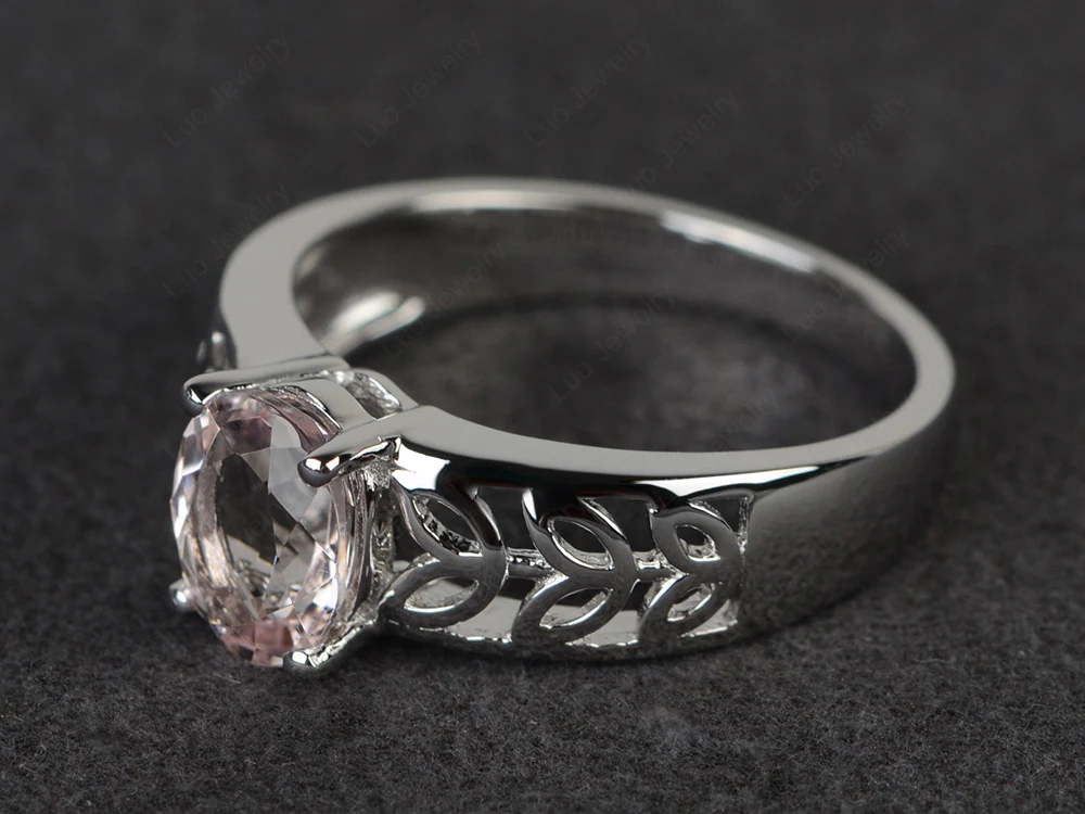 Morganite Engagement Ring Wide Band - Image 2