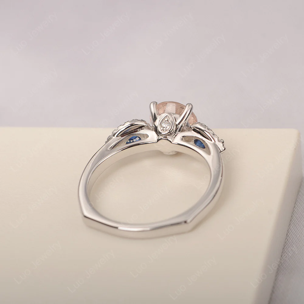 Euro Shank Morganite and Sapphire Ring - Image 3