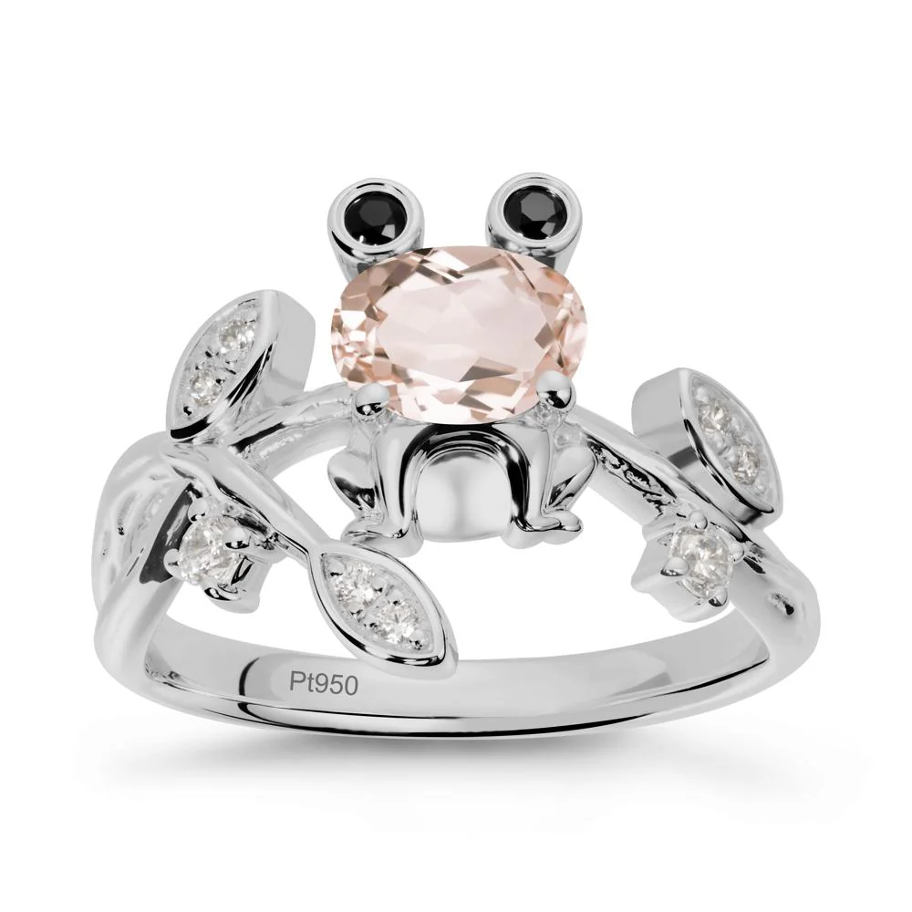 Morganite Frog Ring with Twisting Leaves and Branches - Image 8