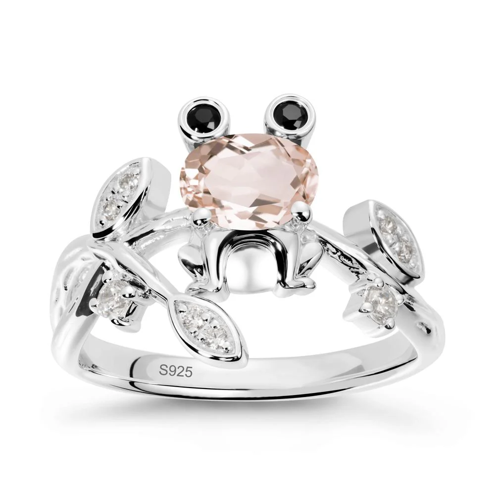 Morganite Frog Ring with Twisting Leaves and Branches - Image 9